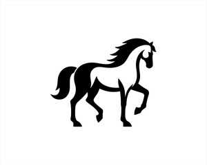 Horse logo design icon symbol vector illustration. Horsepower silhouette logo. Animal logo. Black color horse icon logo vector template.