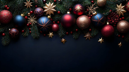 Elegant Red & Blue Christmas Ornaments Decorated with Stars