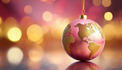 Obraz premium Christmas World Map Globe Ornament Ball