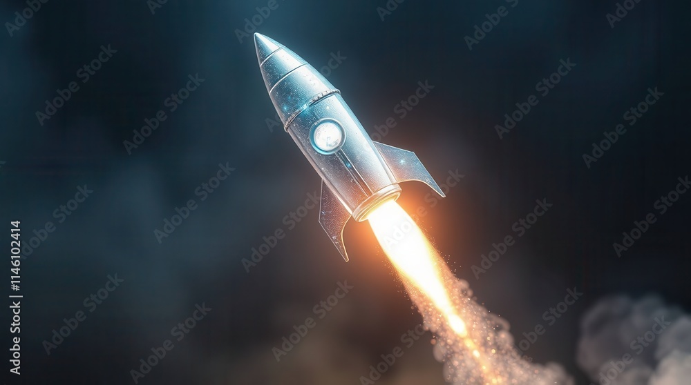 Aufkleber ethereal rocket soars through hazy mystical background with light