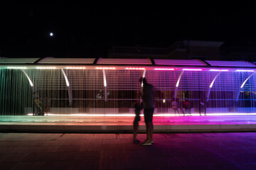 Goethe seafront in Riccione illuminated. High quality photo