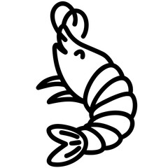 Cute shrimp doodle outline sea animal illustration hand drawing