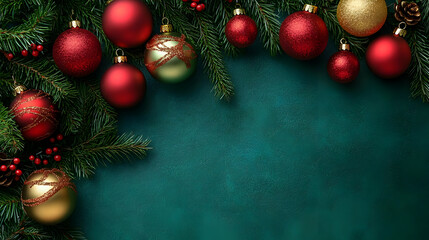  Festive Holiday Ornaments Decorate Green Background