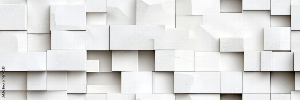 Poster abstract white cube pattern with random shifts and textures ideal for modern minimalist and architec