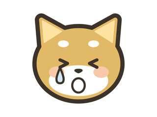 かわいい柴犬の泣いている顔アイコンイラスト