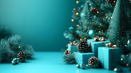 Teal Christmas: Gifts, Tree, Festive Decor