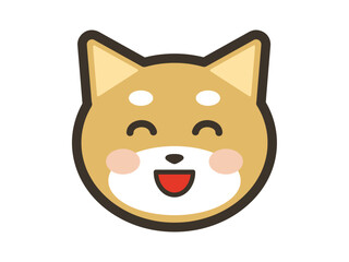 笑顔でニコニコのかわいい柴犬の顔アイコンイラスト