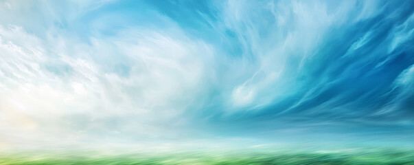 Obraz premium text space. Bright, saturated, sunny colors blue, green and white. 