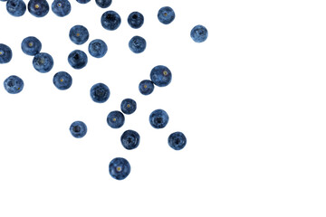 falling blueberries isolated on white or transparent png