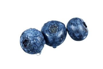 close-up of some fresh blueberries isolated on white or transparent png
