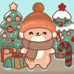 Christmas teddy bear element vector illustration