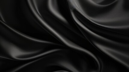 Fototapeta premium Luxurious Black Silk Satin Fabric with Soft Textures Ideal for Fashion Design, Upholstery, and Elegant Home Decor Projects