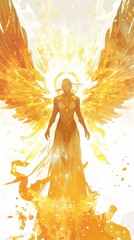 Radiant Celestial Being: A Golden Angel