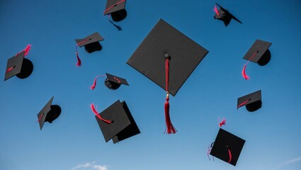 This sentence connects the image of a kite flying in the sky with the concept of graduation and academic success