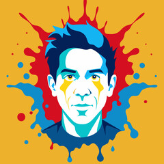 Splatter paint creating an abstract face