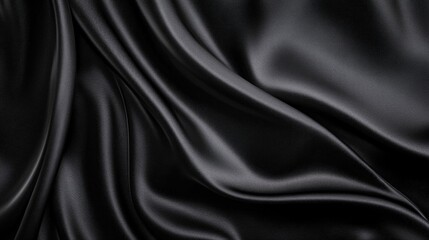 Luxurious Black Silk Satin Fabric with Elegant Texture and Soft Shine for Fashion, Textiles, and Home Decor Applications