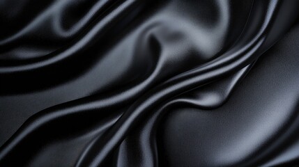 Fototapeta premium Luxurious Black Silk Satin Fabric With Smooth Texture And Elegant Drapery Perfect For Various Textile Applications And Sophisticated Design Projects