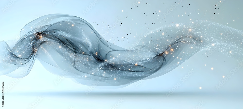 Aufkleber a mesmerizing flow of translucent, smoky waves with sparkling stars, creating an ethereal atmosphere