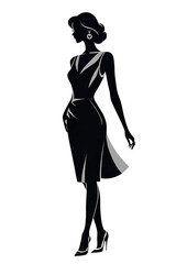 Elegant Woman Silhouette, vector illustration