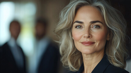 Fototapeta premium Confident Mature Woman Portrait Businesswoman Gray Hair