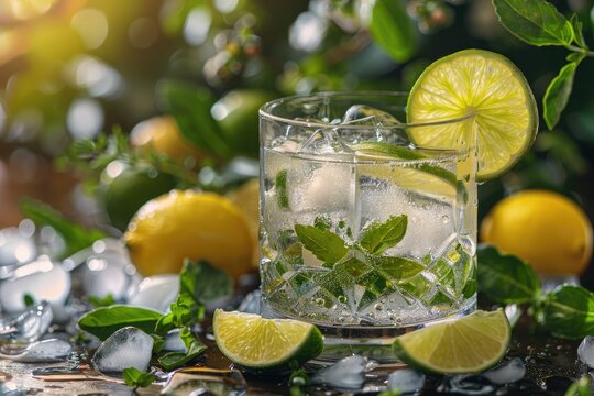 Classic gin and tonic with lime
