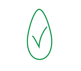 a green drop with a check mark outline on a white background,