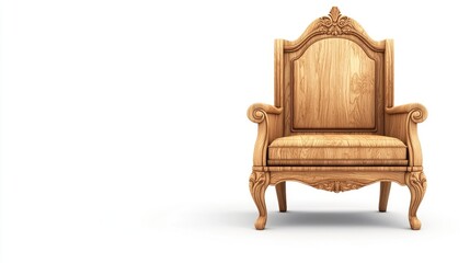 A wooden armchair with ornate design, suitable for elegant interiors and seating.