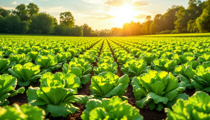 Lettuce field at sunrise