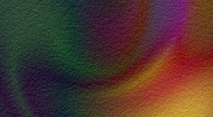 凸凹としたコンクリートのようなテクスチャーの壁。黒っぽい虹色。コピースペースのある背景素材。