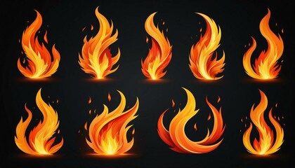 fire flames set
