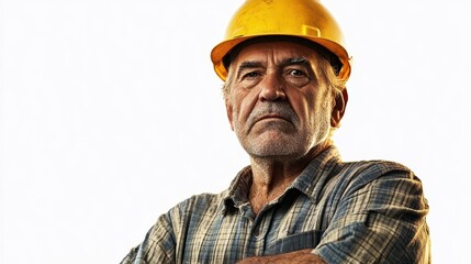 Middle-Aged Worker in Yellow Hard Hat