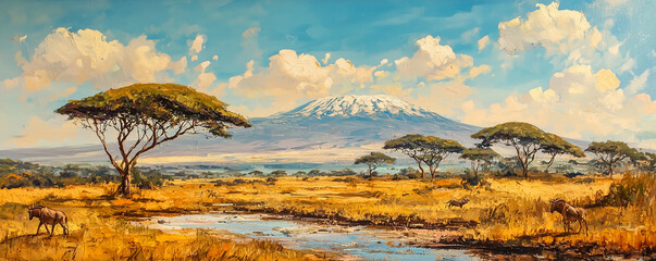 Savanna landscape in Africa, Amboseli, Kenya. Savanna landscape and its flora in Africa, Amboseli, Kenya