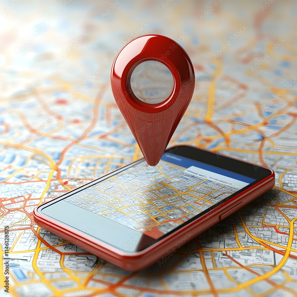 Aufkleber digital geofencing concept with smartphone and map display
