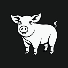 Elegant Silhouette Of A Black And White Pig Vector Illustration