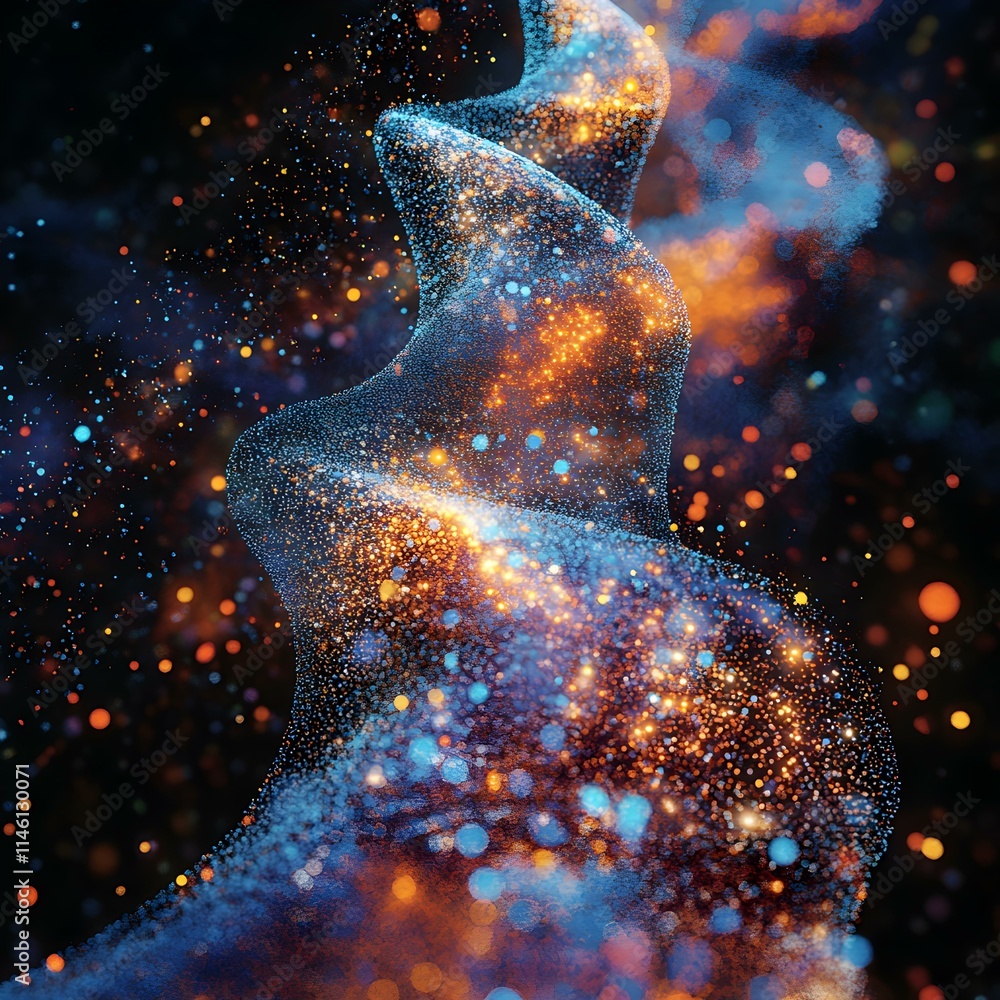 Aufkleber digital representation of dna strands in colorful molecule abstract