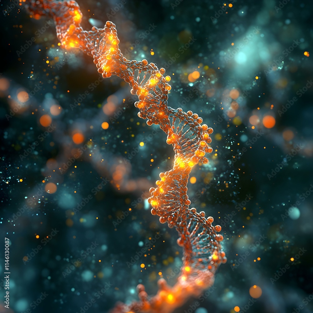 Poster digital representation of dna strands in molecular structure