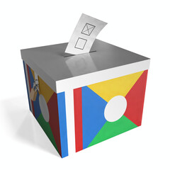 Reunion - ballot box with flag - 3D illustration