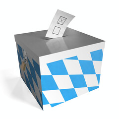 Bavaria - ballot box with flag - 3D illustration