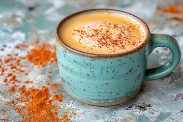 Frothy cappuccino with foam art