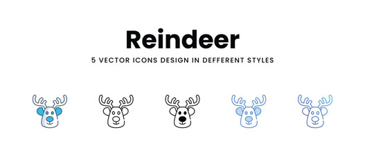 Reindeer icons in different style vector stock illustration