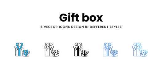 Gift box icons in different style vector stock illustration