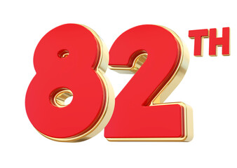 82th Anniversary Red Number