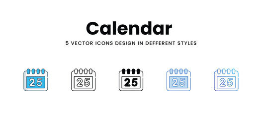 Calendar  icons in different style vector stock illustration