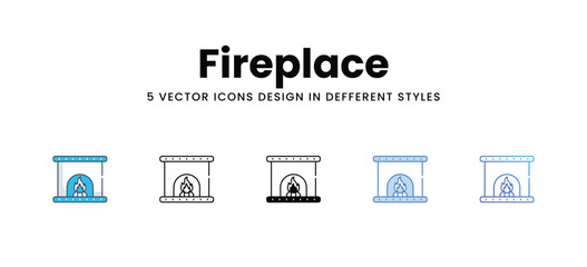 Fireplace icons in different style vector stock illustration