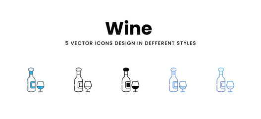 Wine  icons in different style vector stock illustration