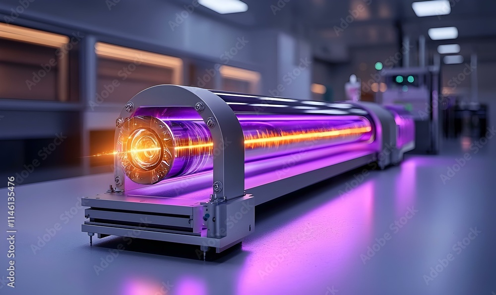 Poster laser beam experiment in physics laboratory environment