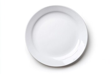Overhead shot of a solitaire White porcelain flat plate.