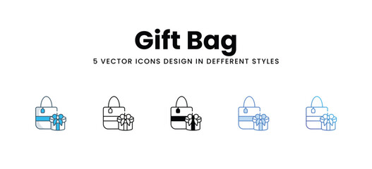 Gift Bag icons in different style vector stock illustration