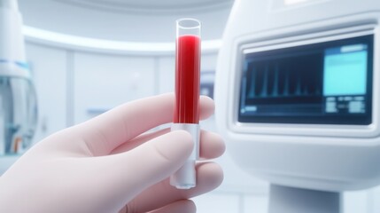 High-resolution photorealistic close-up of a laboratory technician holding 