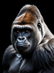 Fototapeta premium Captivating gorilla portrait showcasing strength and expression